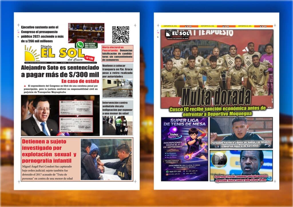 Portada de la edición: Viernes, 4 de setiembre de 2026