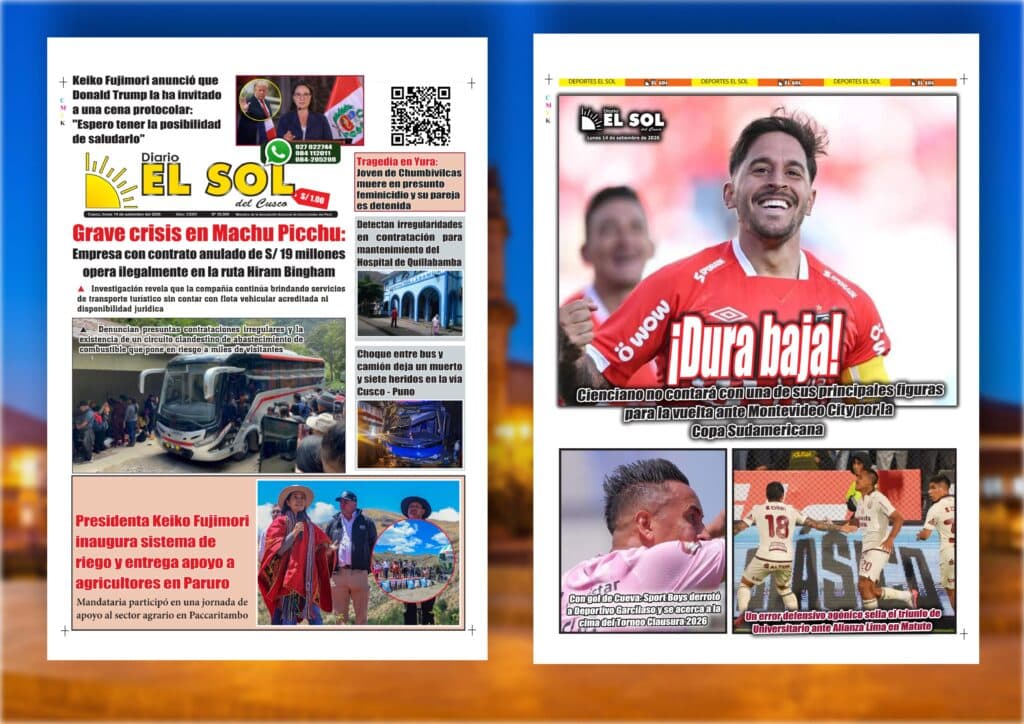 Portada de la edición: Lunes, 14 de setiembre de 2026