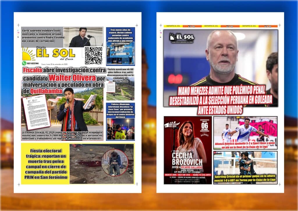 Portada de la edición: Lunes, 28 de setiembre de 2026